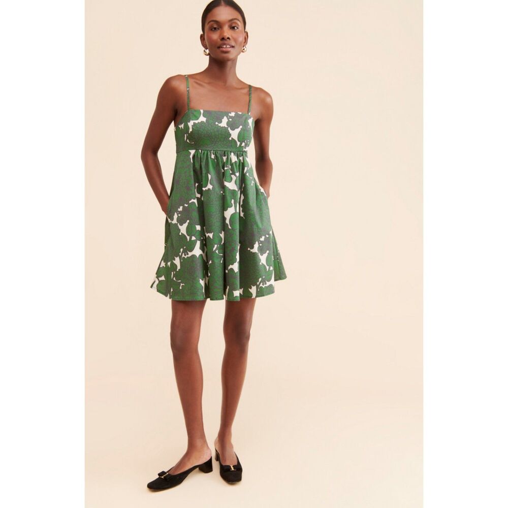 Anthropologie x Hutch | Green Floral Bandeau Romper, Cotton | XS